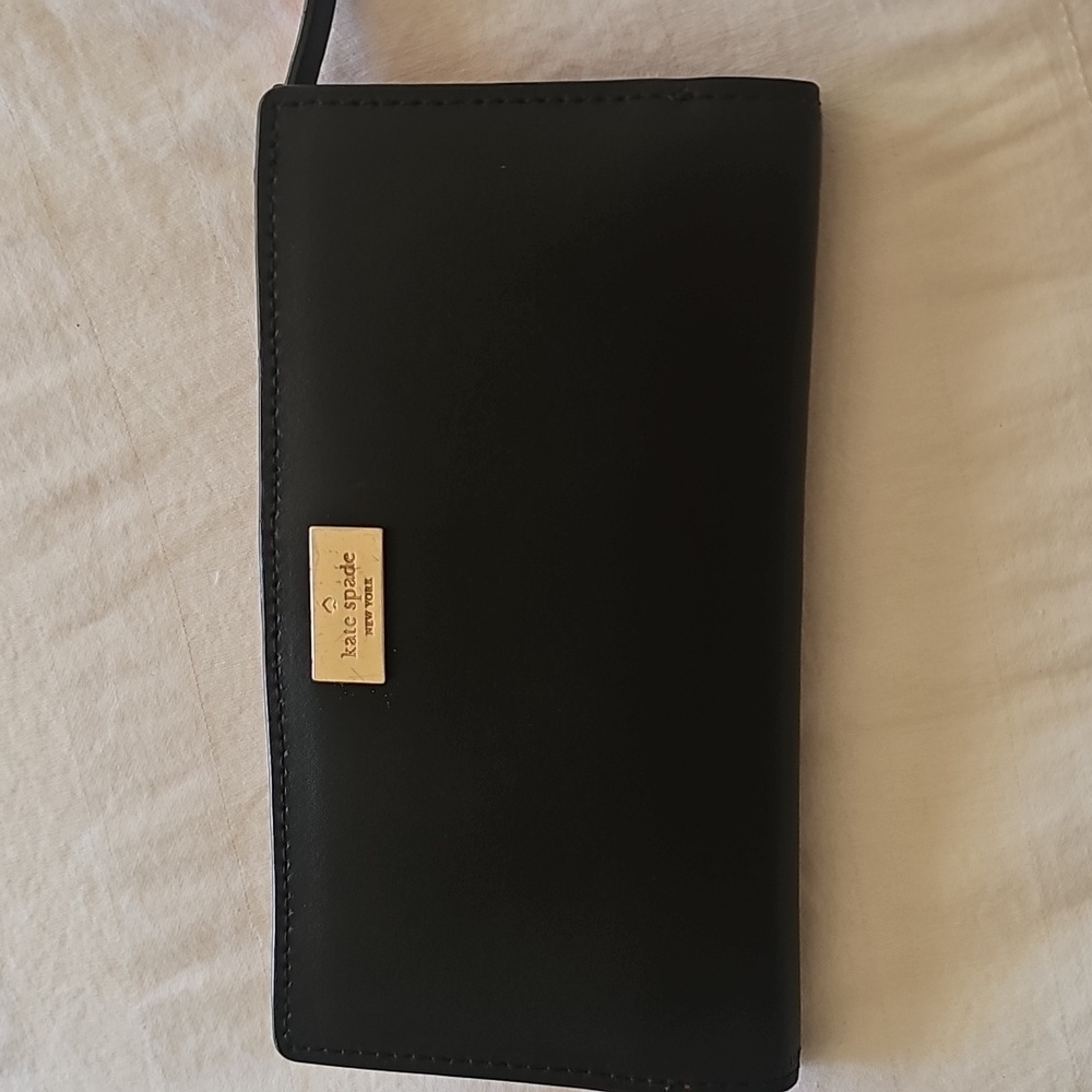 Kate Spade Patterson Drive Braylon Wallet Black / Pink Leather Snap Bifold
